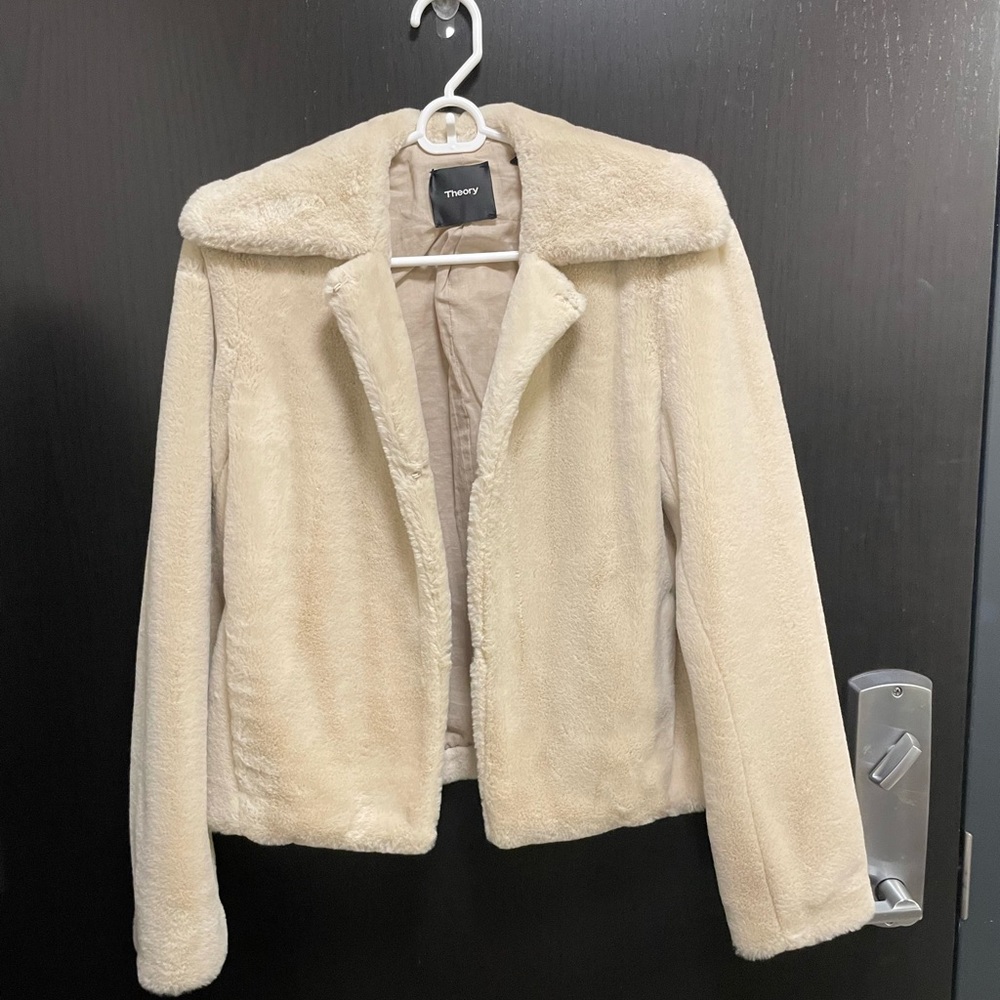 Theory luxe faux rabbit fur coat